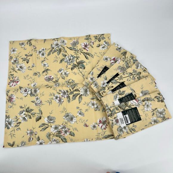 Lauren Ralph Lauren Cloth Napkins Newberry Set of 6 Yellow Floral Print 20x20 in - Picture 1 of 5